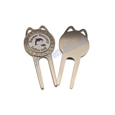 Wholesale Custom High quality  cheap silver plated golf divot tool and ball marker